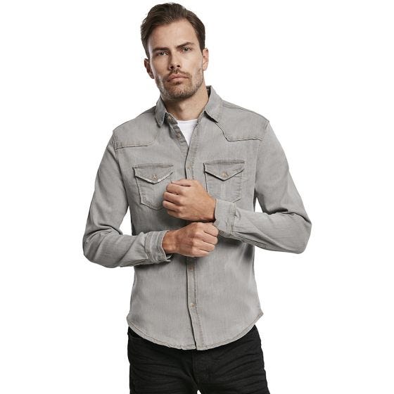 Camisa vaquera Brandit Riley en Grey Denim