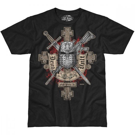 Camiseta negra, diseño Deus Vult 7.62