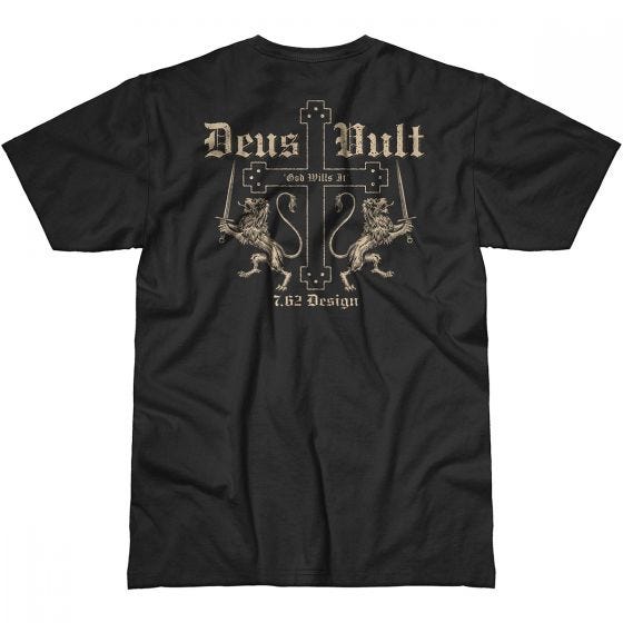 Camiseta negra, diseño Deus Vult 7.62