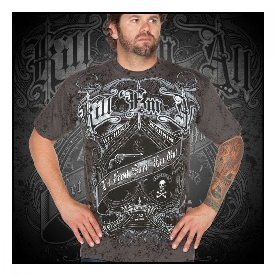 Camiseta gris carbón, diseño Kill Em All 7.62