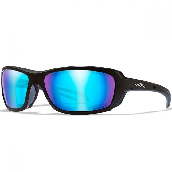 Wiley X WX Wave Glasses - Captivate Polarized Blue Mirror Lens / Matte Black Frame