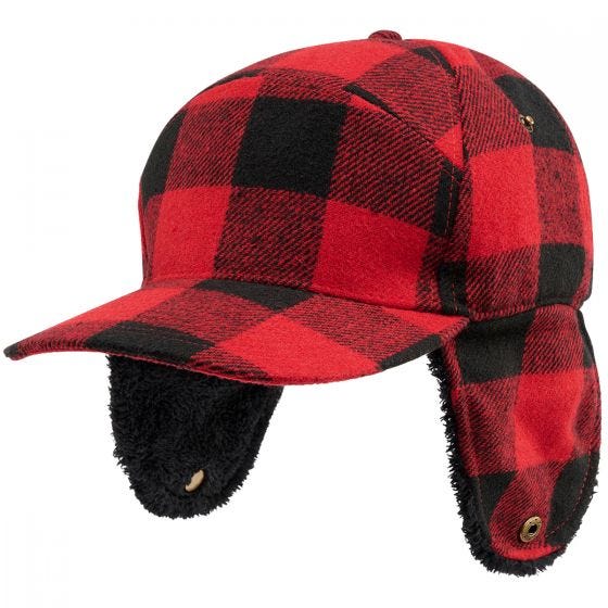 Gorro de invierno Brandit Lumberjack - Rojo / Cuadros Negros