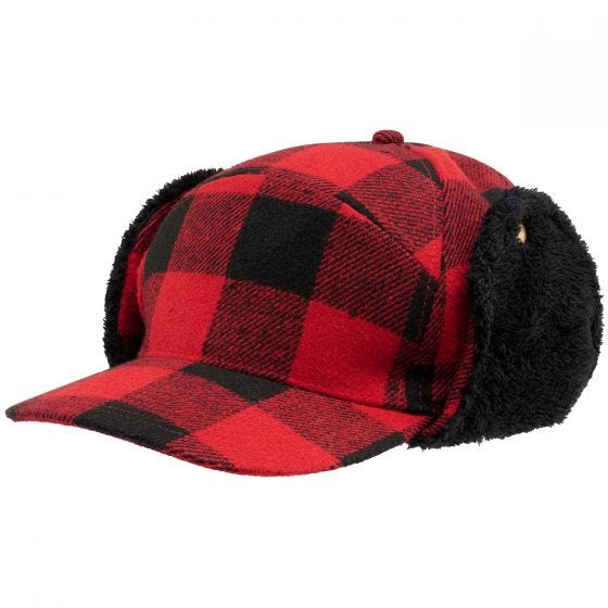 Gorro de invierno Brandit Lumberjack - Rojo / Cuadros Negros