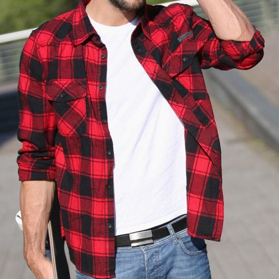 Camisa Brandit Check en rojo / negro