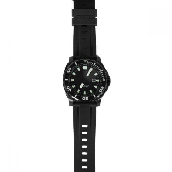 Reloj de pulsera sumergible First Tactical Fathom con caja de acero inoxidable en negro