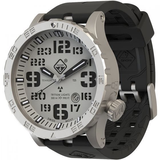 Reloj de titanio con tritio Hazard 4 Heavy Water Diver en SnowField y detalles en verde y amarillo