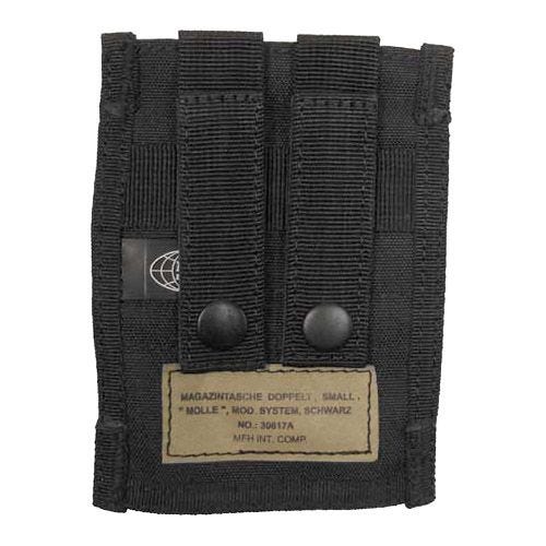 Portacargador doble MFH de cartuchos de 9 mm con sistema MOLLE pequeño en negro