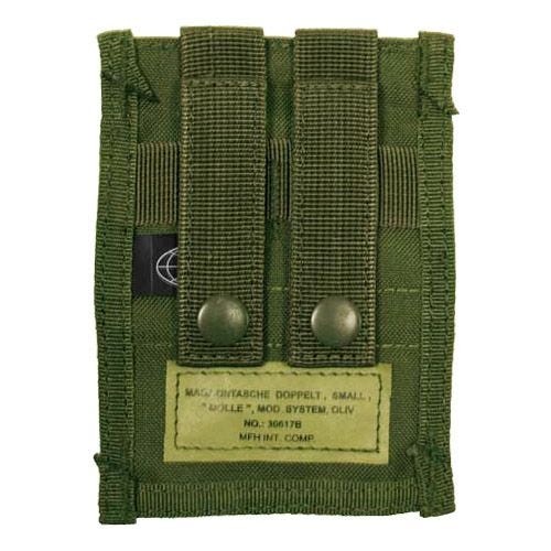 Portacargador doble MFH de cartuchos de 9 mm con sistema MOLLE pequeño en verde oliva