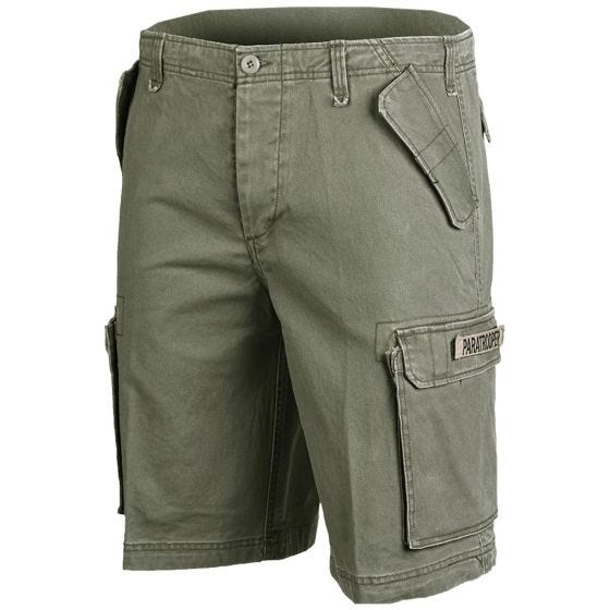 Pantalones cortos prelavados estilo cargo de paracaidista militar Mil-Tec en verde oliva