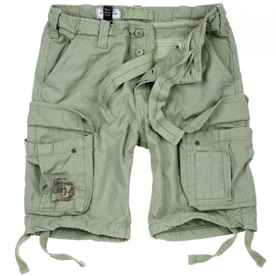 Pantalones cortos Surplus Airborne Vintage lavados a la piedra en Light Olive