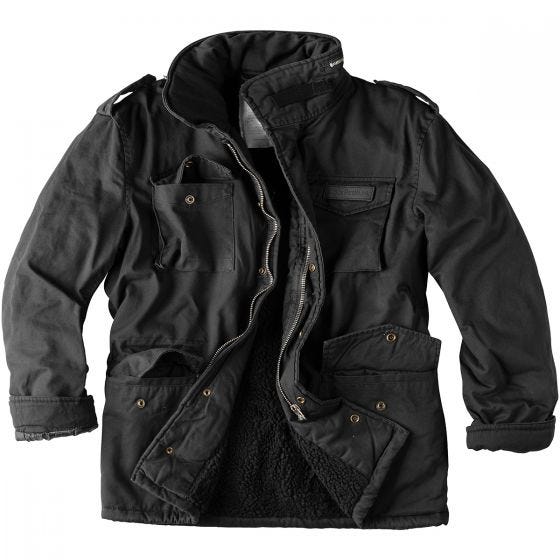 Chaqueta de invierno Surplus Paratrooper en negro desgastado