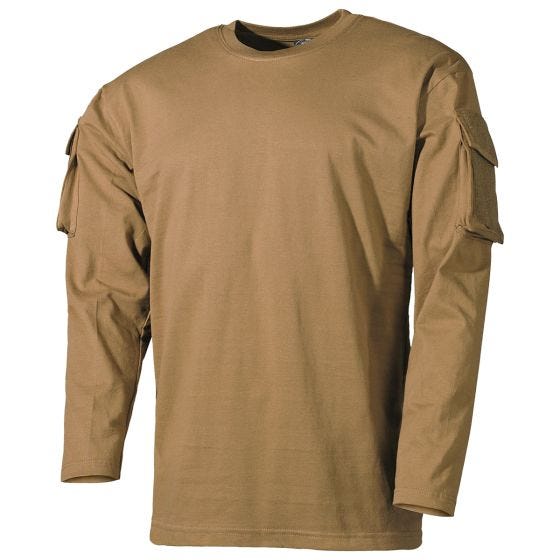 Camiseta de manga larga MFH US Con bolsillos en las mangas - Coyote