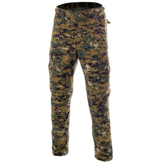 Pantalones MFH BDU Combat de Ripstop en Digital Woodland
