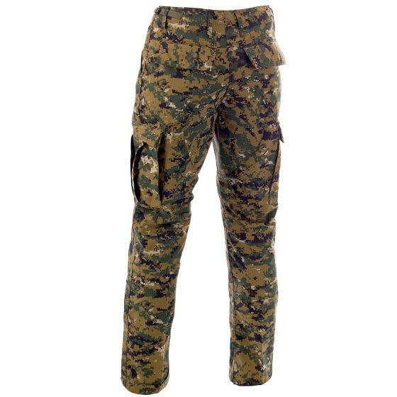 Pantalones MFH BDU Combat de Ripstop en Digital Woodland
