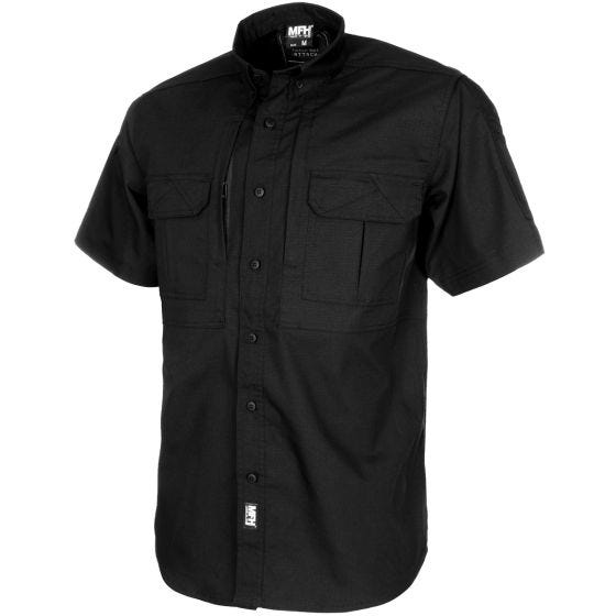 Camisa de manga corta MFH Attack Recubierta de teflón Ripstop - Negro