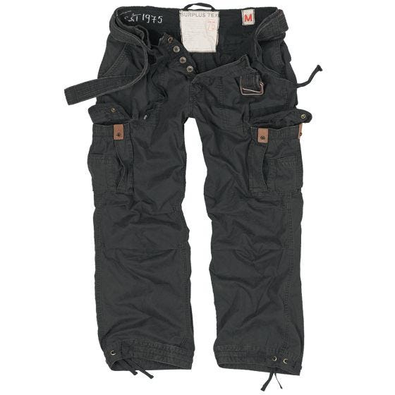 Pantalones Surplus Premium Vintage en negro