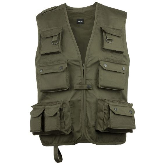 Chaleco de pesca Mil-Tec en verde oliva