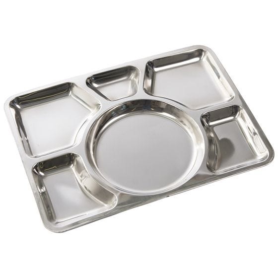 Bandeja de acero inoxidable para servir comida con 6 compartimentos Mil-Tec