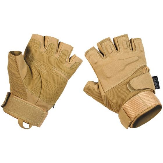 Guantes tácticos sin dedos MFH Protect en Coyote Tan