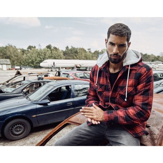 Chaqueta Brandit Lumber Hooded - Rojo / Negro