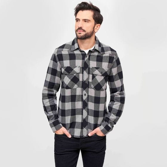 Camisa a cuadros Brandit - Negro / Gris
