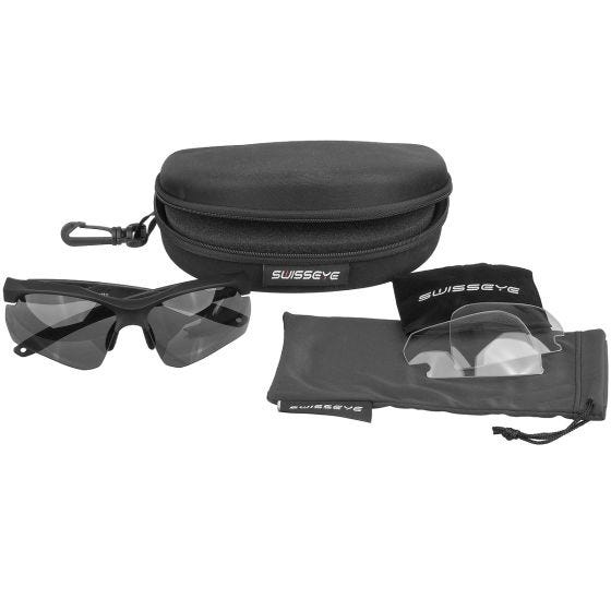 Gafas de sol Swiss Eye Skyray con lentes ahumadas + transparentes y montura de goma en negro