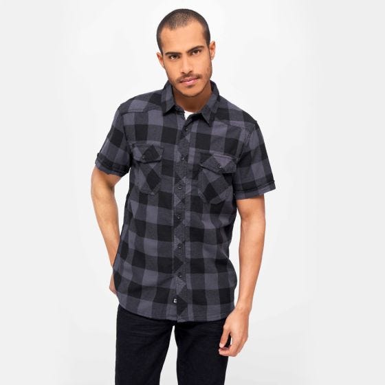 Camisa de manga corta Brandit Half Sleeve Check - Negro / Gris
