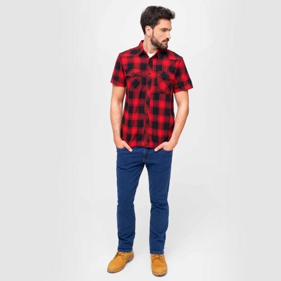 Camisa de manga corta Brandit Half Sleeve Check - Rojo / Negro