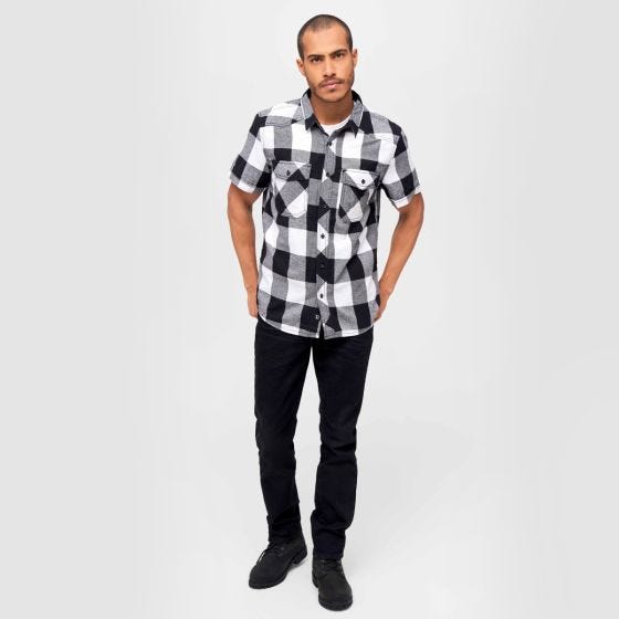 Camisa de manga corta Brandit Half Sleeve Check - Blanco / Negro
