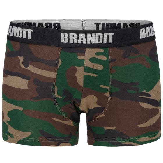 Pack de 2 calzoncillos bóxer Brandit con logo en Woodland / negro