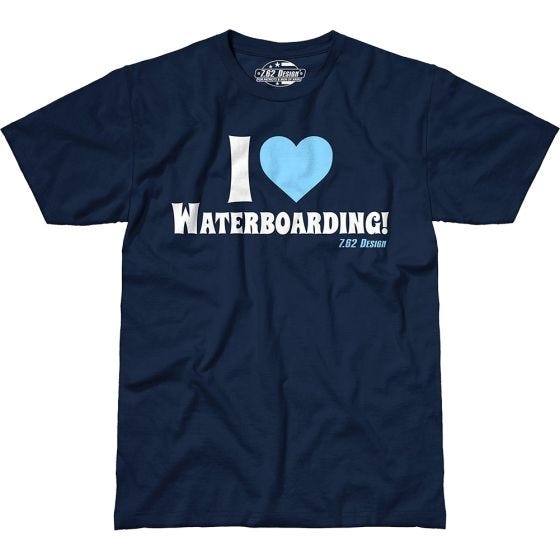 Camiseta azul marino, diseño I Love Waterboarding 7.62