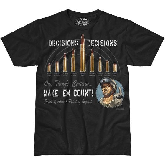 Camiseta 7.62 Design Decisions Decisions en negro