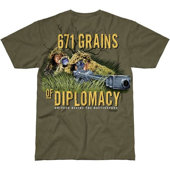 Camiseta verde militar, diseño Sniper Team 7.62