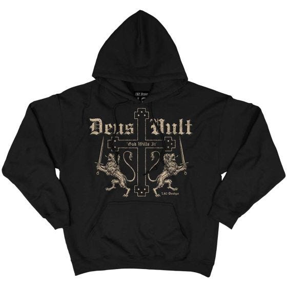 Sudadera negra con capucha, diseño Deus Vult 7.62