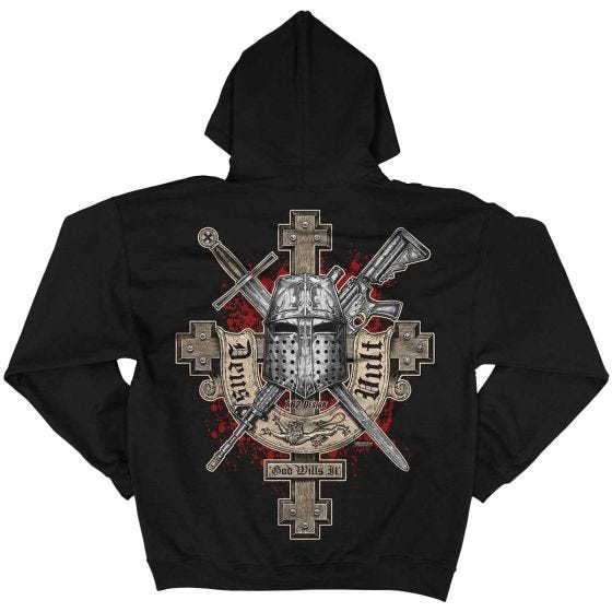 Sudadera negra con capucha, diseño Deus Vult 7.62