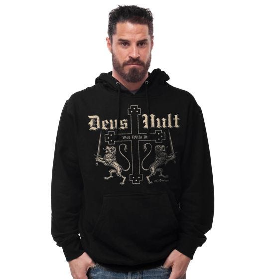 Sudadera negra con capucha, diseño Deus Vult 7.62