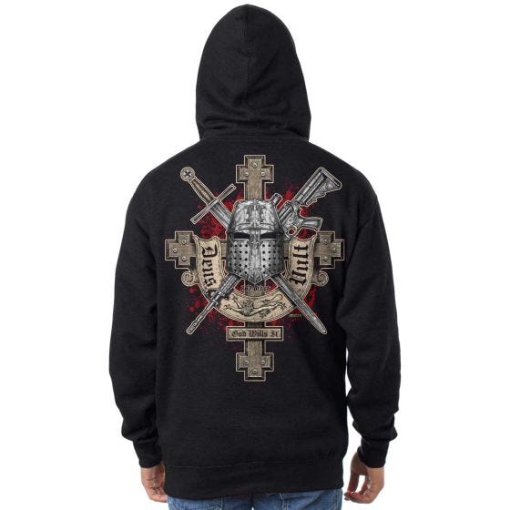 Sudadera negra con capucha, diseño Deus Vult 7.62
