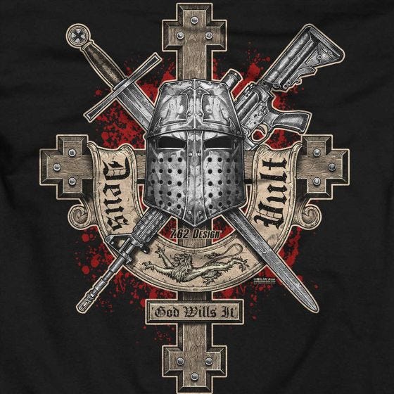 Sudadera negra con capucha, diseño Deus Vult 7.62