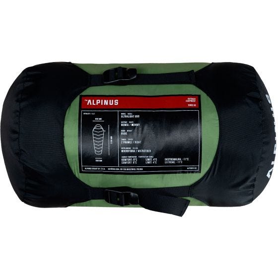 Saco de dormir Alpinus Ultralight 850 (Right) - Verde
