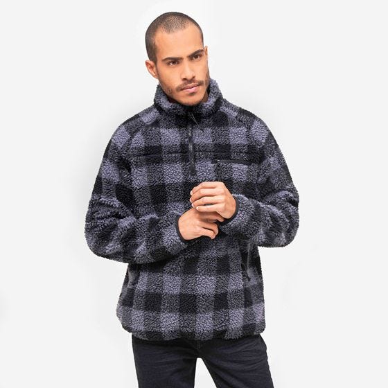 Chaqueta Brandit Teddyfleece Troyer - Negro / Gris