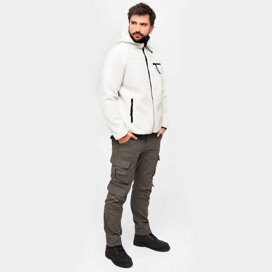Chaqueta Brandit Teddyfleece Worker - Blanco