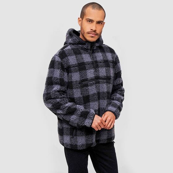Jersey Brandit Teddyfleece Worker - Negro / Gris