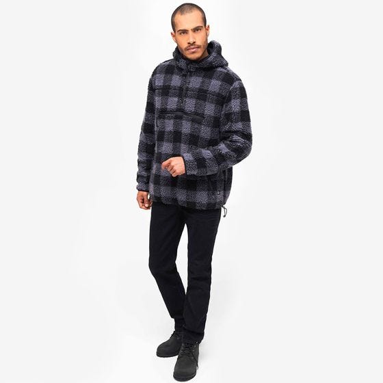 Jersey Brandit Teddyfleece Worker - Negro / Gris
