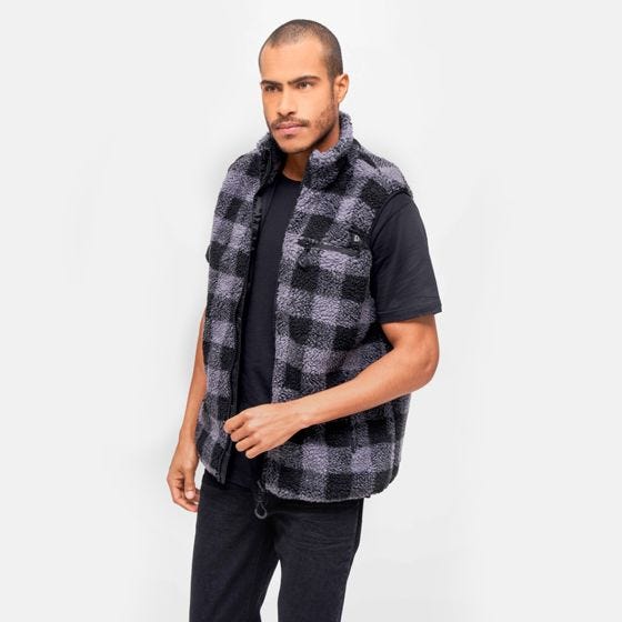 Chaleco Brandit Teddyfleece Worker - Negro / Gris