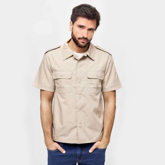 Camisa de manga corta Brandit US Ripstop - Beis