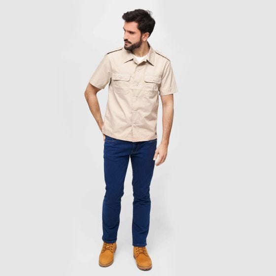 Camisa de manga corta Brandit US Ripstop - Beis