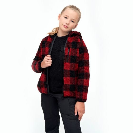 Cazadora con capucha Brandit Niños Teddyfleece - Rojo / Negro