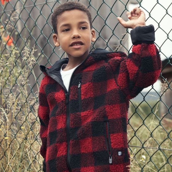 Cazadora con capucha Brandit Niños Teddyfleece - Rojo / Negro