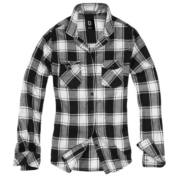 Camisa Brandit Ladies Amy Flanell - Blanco / Negro