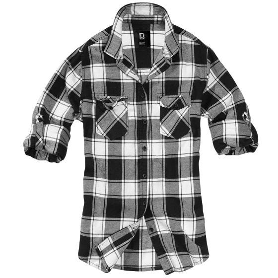 Camisa Brandit Ladies Amy Flanell - Blanco / Negro
